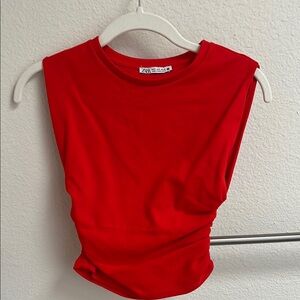 Zara Women's Red Sleeveless Top